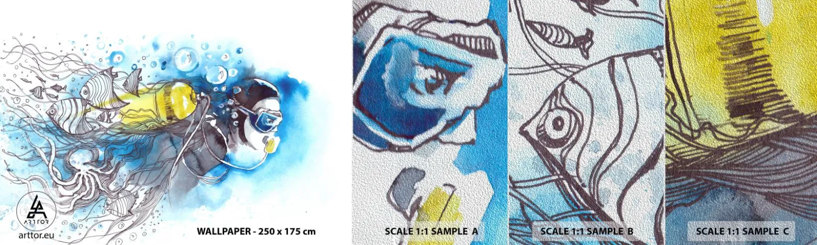 Fototapeta Próbka Premium Sand - Wielki błękit - Nurkowanie, Ryba, Sport - 100x30 cm