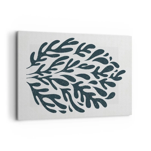 Obraz na płótnie - Ciemny abstrakcyjny motyw liściowy na jasnym tle - 100x70cm - Kształty natury - Nowoczesna dekoracja ścienna do salonu, kuchni i sypialni ARTTOR