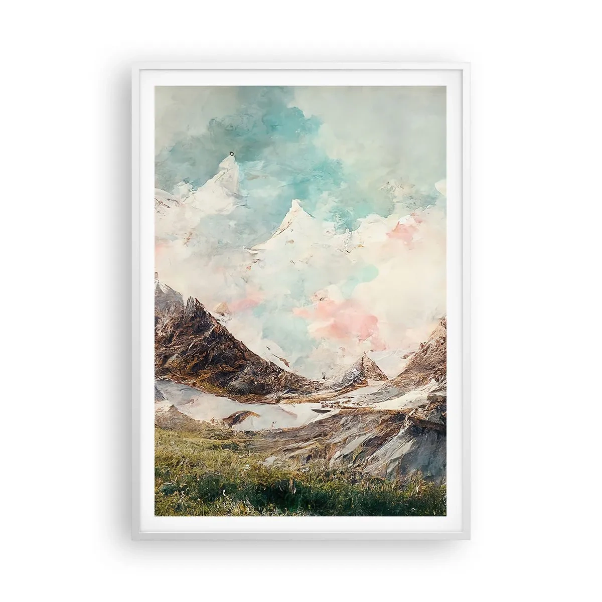 Plakat w białej ramie - Skalne ostrza - 70x100 cm