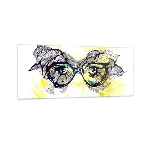 Obraz na szkle - Przez błękitne okulary - 100x40 cm
