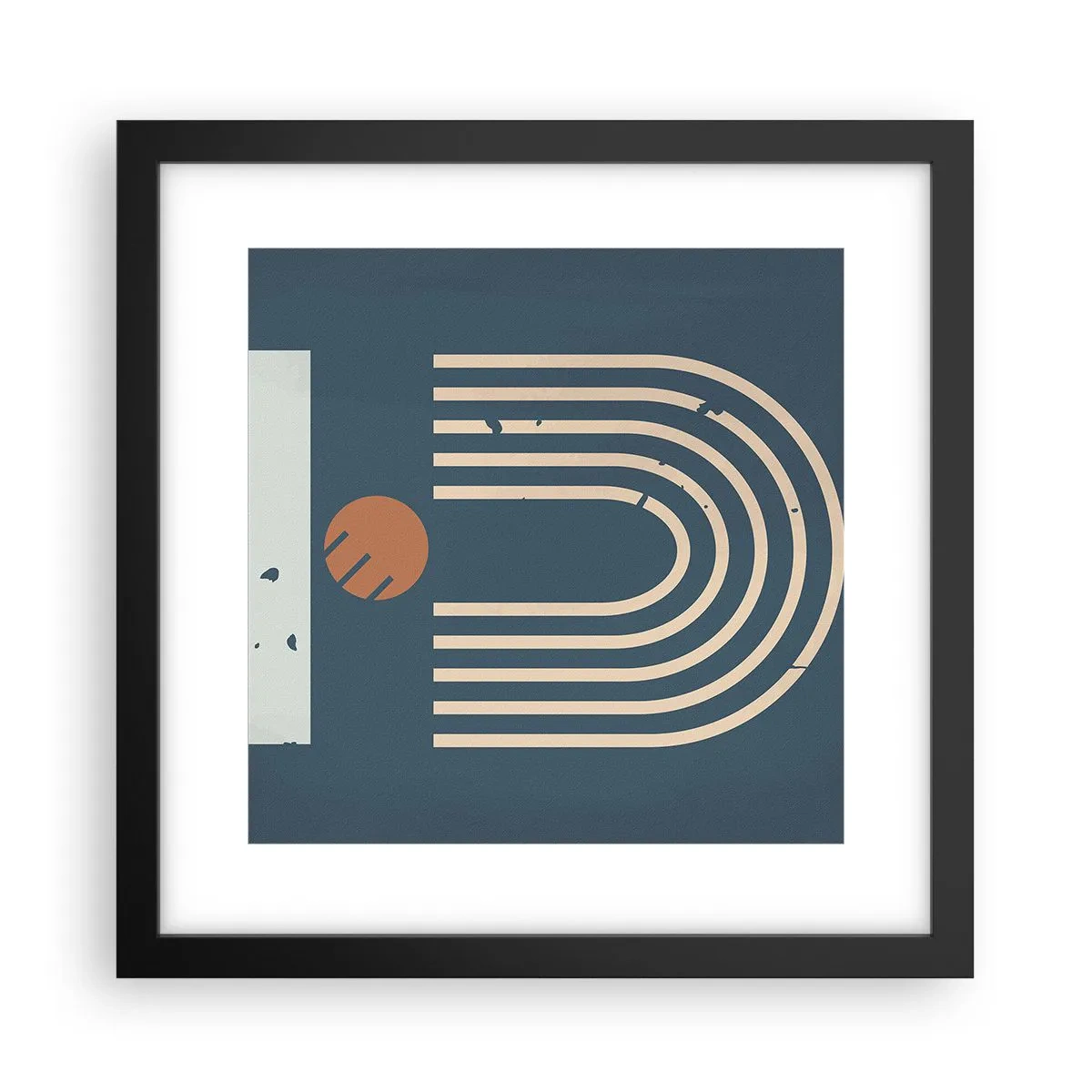 Plakat w czarnej ramie - Geometria na granacie - 30x30 cm