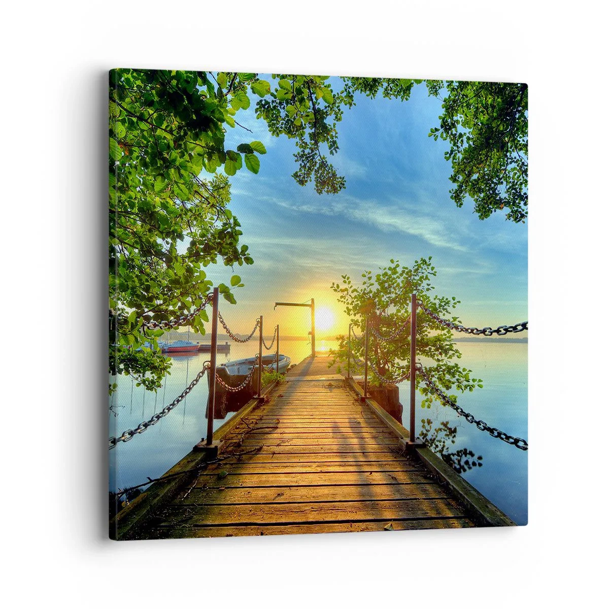 Obraz na płótnie - Zachód nad wodą - 40x40 cm