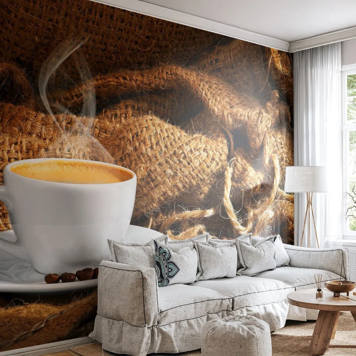 Fototapeta Premium Sand - Zapach moki i gęstość miodowego płynu - Gastronomia, Kawa, Filiżanka Kawy - 400x280 cm
