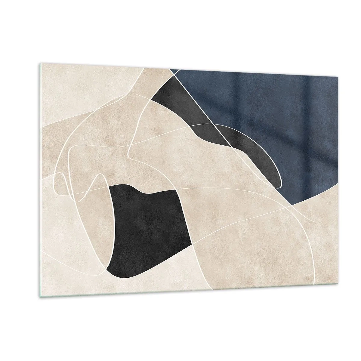 Obraz na szkle - Nowoczesna abstrakcja z kontrastowymi formami i liniami - 120x80cm - Kompozycja abstrakcyjna – kontrast barw - Nowoczesna dekoracja ścienna do salonu, kuchni i sypialni ARTTOR