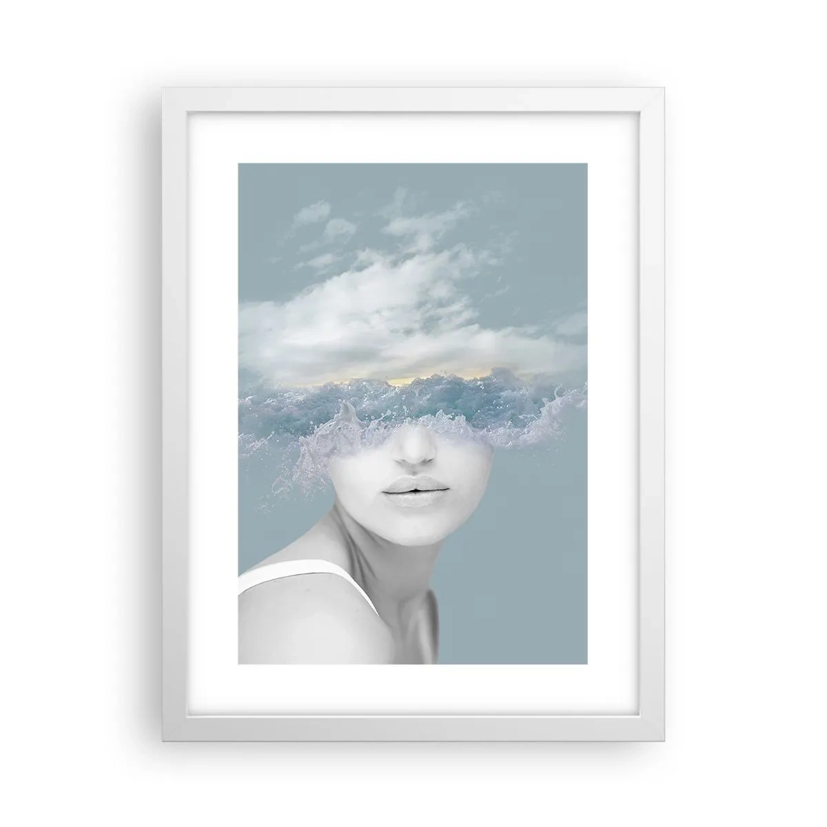 Plakat w białej ramie - Z głową w chmurach - 30x40 cm