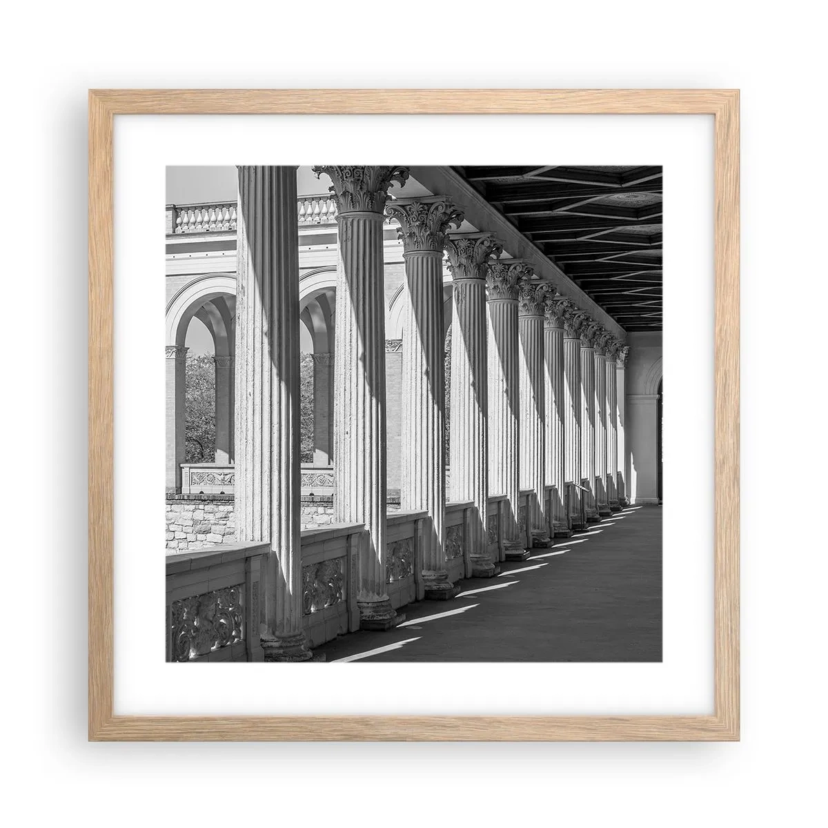 Plakat w ramie jasny dąb - Słoneczna arkada - 40x40 cm