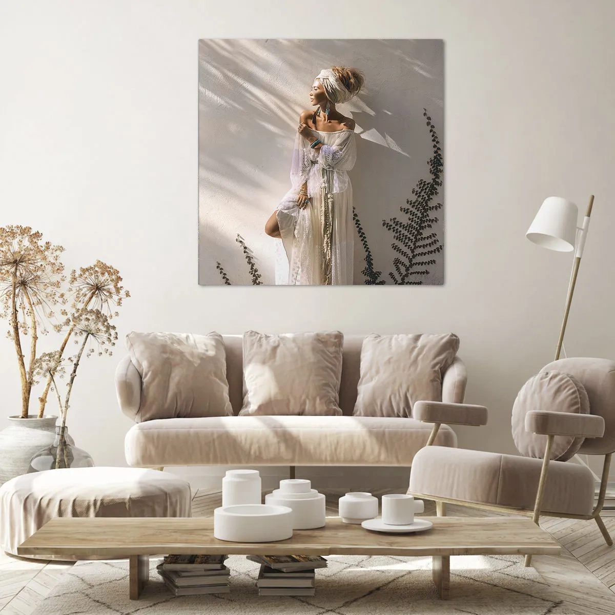 Obraz na płótnie - Słońce i dziewczyna - 50x50 cm