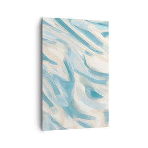 Obraz na płótnie - Abstrakcyjne błękitne smugi na jasnym tle - 80x120cm - Wiosenne powiewy - Nowoczesna dekoracja ścienna do salonu i sypialni ARTTOR