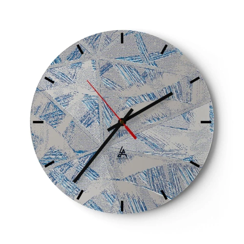 Zegar ścienny - Geometryczny wzór z niebieskimi liniami na szarym tle - 30x30cm - W szaroniebieskim labiryncie - Nowoczesna dekoracja ścienna do salonu, kuchni i sypialni ARTTOR