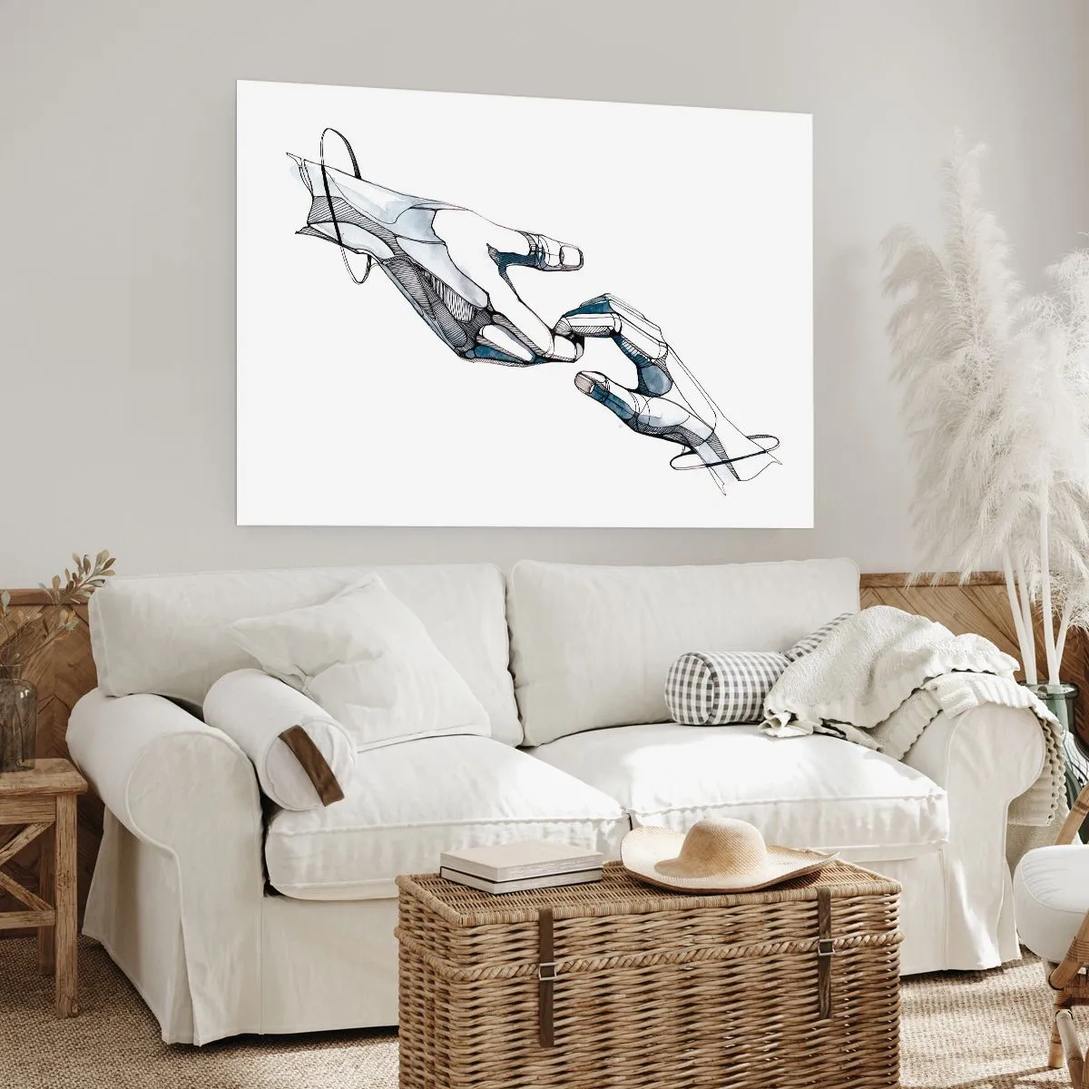 Plakat - Artystyczne przedstawienie dłoni w minimalistycznej i geometrycznej formie - 100x70cm - Dobry gest - Nowoczesna dekoracja ścienna do salonu i sypialni ARTTOR