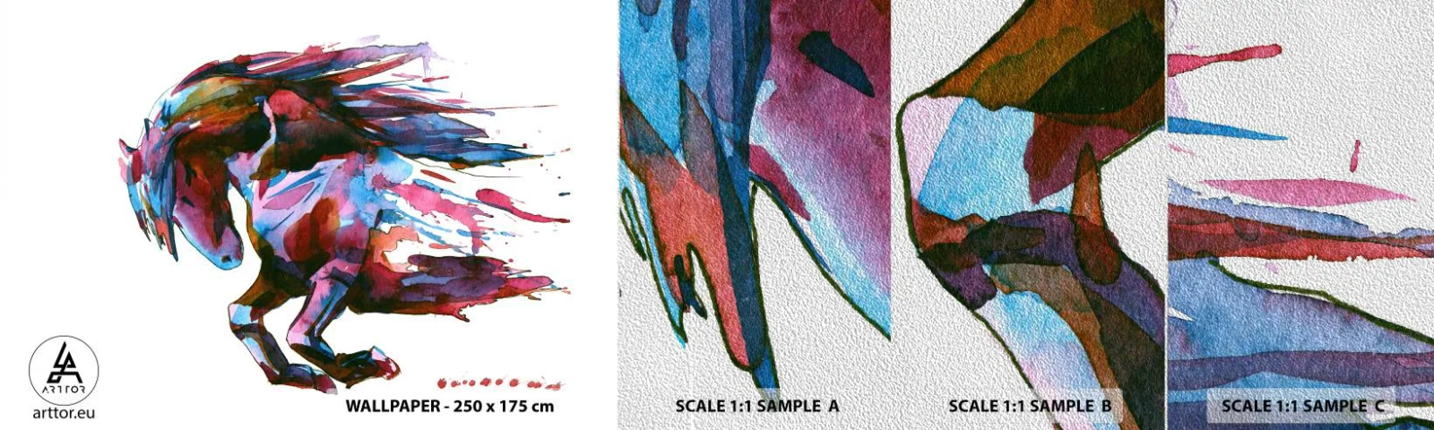Fototapeta Próbka Premium Sand - W uniesieniu - Zwierzęta, Abstrakcja, Koń - 100x30 cm