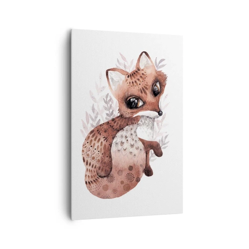 Obraz na płótnie - Uroczy lisek w akwarelowym stylu na jasnym tle - 80x120cm - Tylko pokochać - Nowoczesna dekoracja ścienna do salonu i sypialni ARTTOR