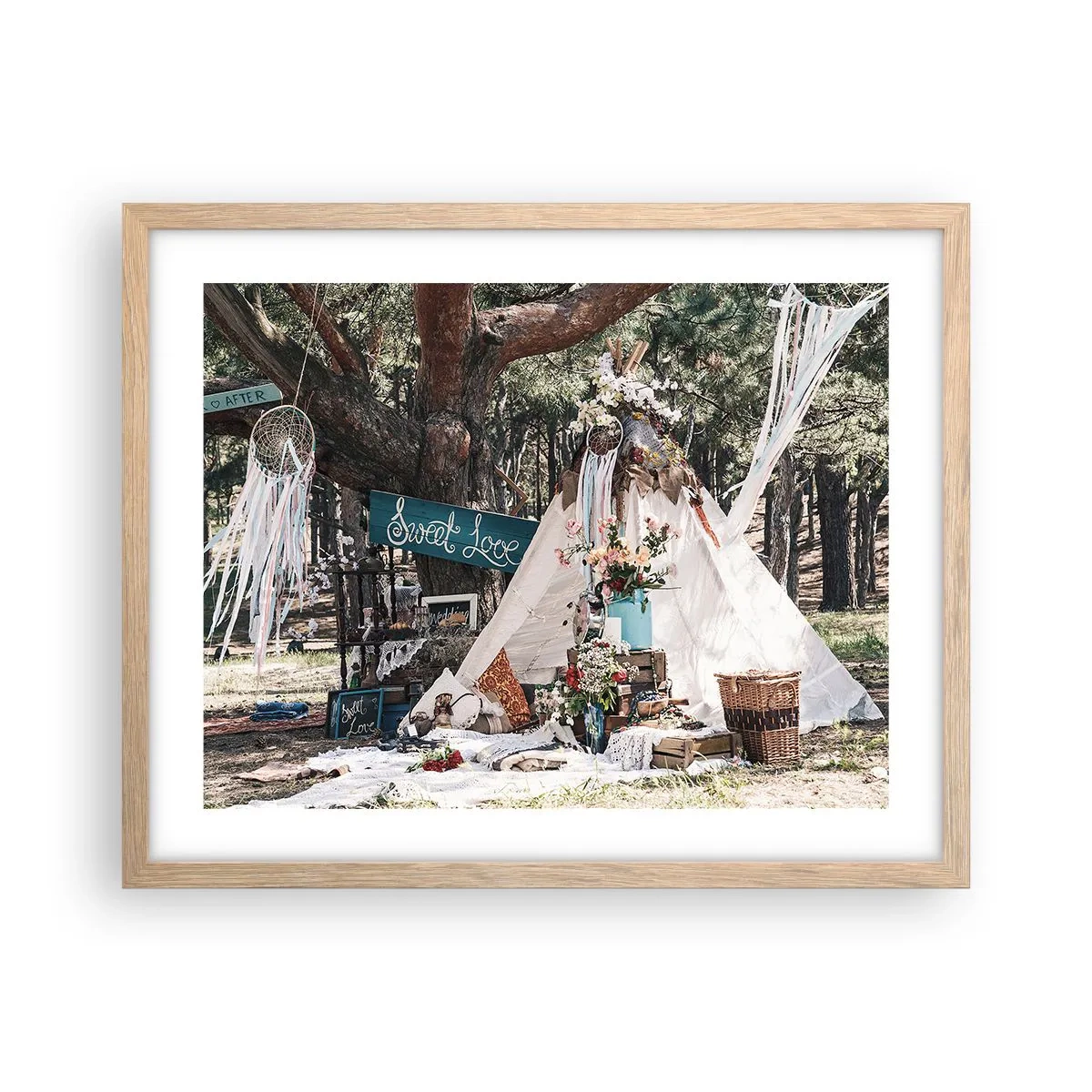 Plakat w ramie jasny dąb - Make love… - 50x40 cm