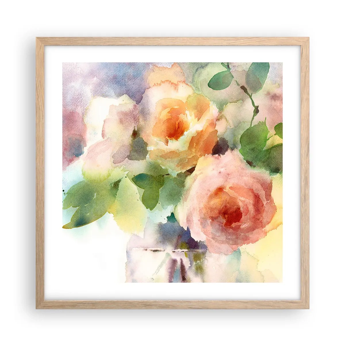 Plakat w ramie jasny dąb - Delikatne jak akwarela - 50x50 cm