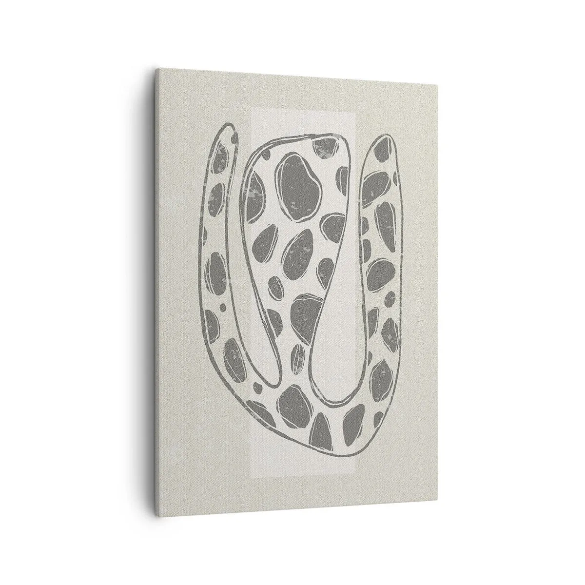 Obraz na płótnie - Abstrakcyjna organiczna forma z plamami w odcieniach szarości - 50x70cm - Przedziwne stworzenie - Nowoczesna dekoracja ścienna do salonu, kuchni i sypialni ARTTOR
