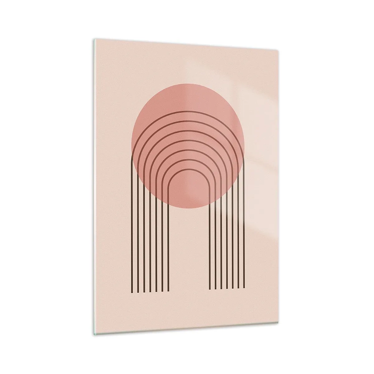 Obraz na szkle - Minimalistyczna grafika geometryczna w odcieniach beżu - 50x70cm - Nieodparte przyciąganie - Nowoczesna dekoracja ścienna do salonu, kuchni i sypialni ARTTOR