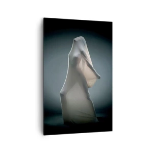 Obraz na płótnie - Postać w białej tkaninie na ciemnym tle - 80x120cm - Ukryte pragnienia - Nowoczesna dekoracja ścienna do salonu i sypialni ARTTOR