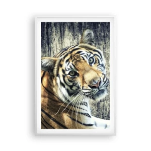 Plakat w białej ramie - Portret w strugach światła - 61x91 cm