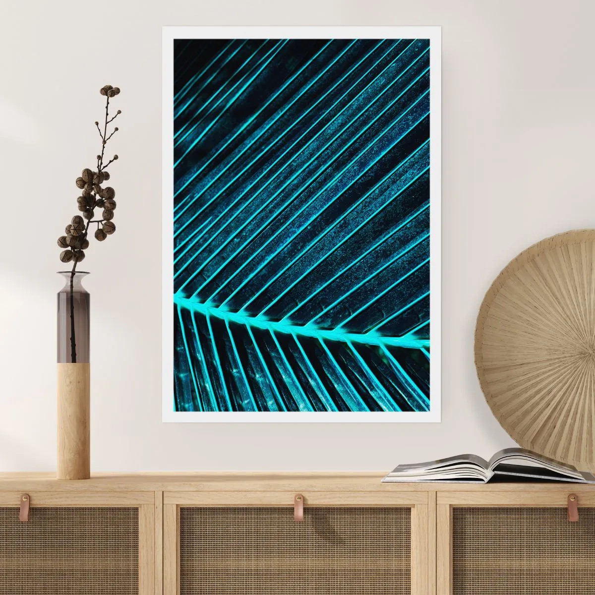 Plakat - Abstrakcyjna struktura liścia w neonowych barwach - 50x70cm - Faktura zieleni - Nowoczesna dekoracja ścienna do salonu, kuchni i sypialni ARTTOR