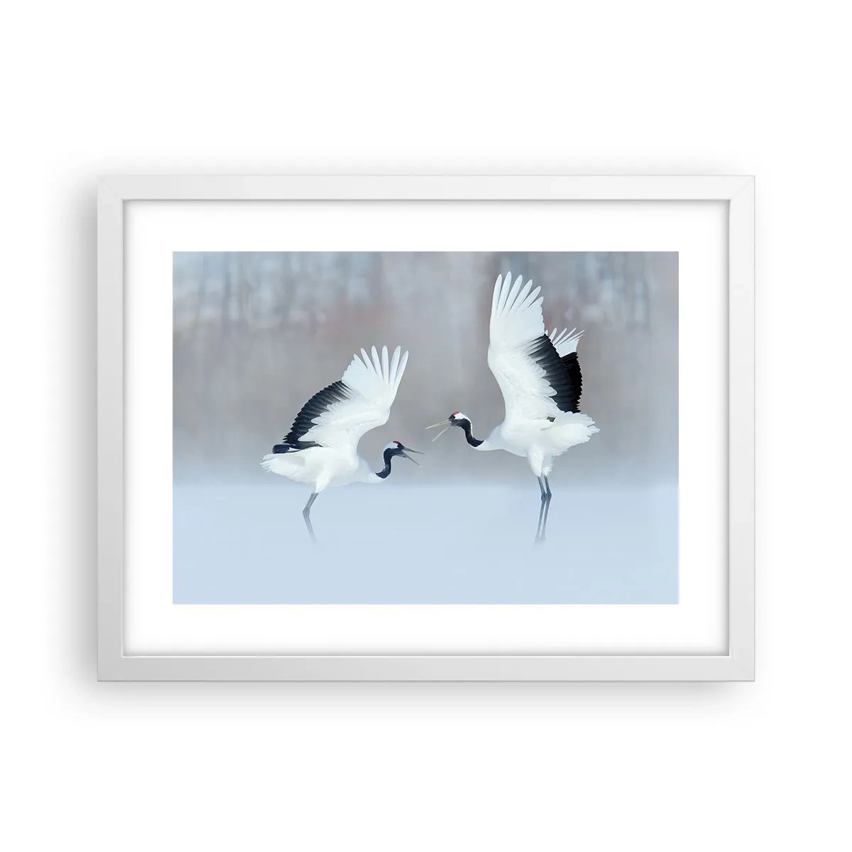 Plakat w białej ramie - Taniec we mgle - 40x30 cm