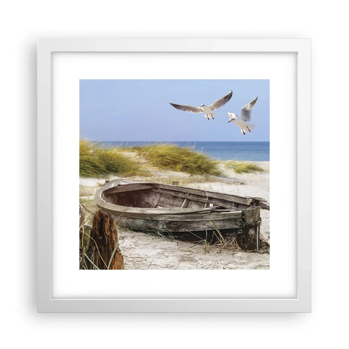 Plakat w białej ramie - Skąpane wiatrem - 30x30 cm