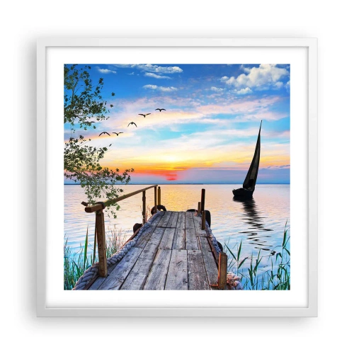 Plakat w białej ramie - Dobry wieczór - 50x50 cm