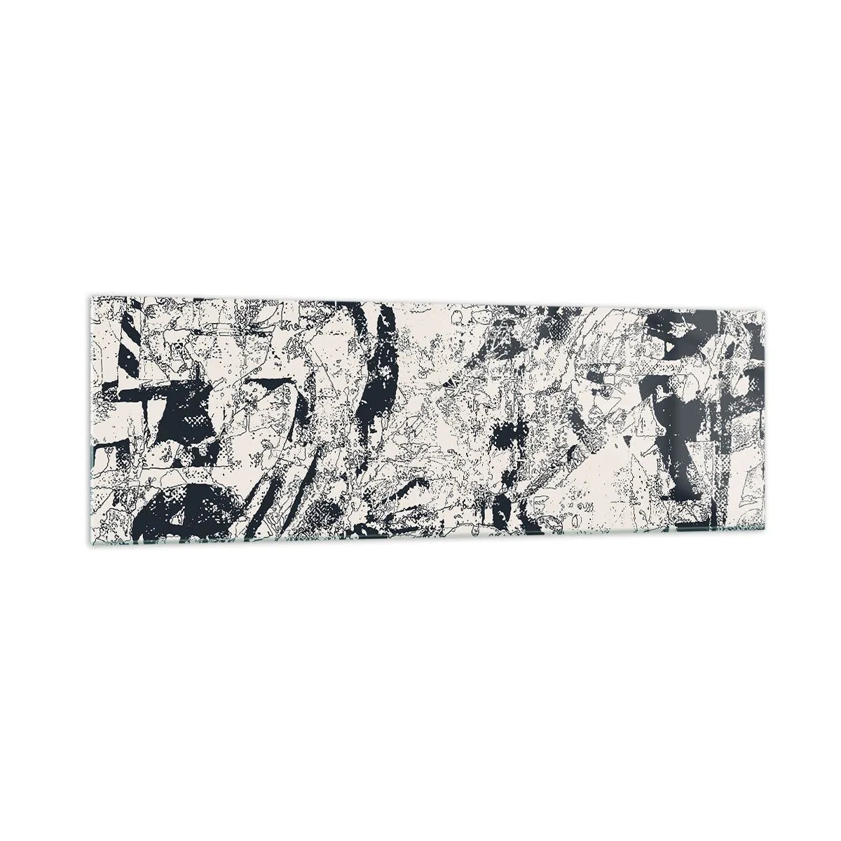 Obraz na szkle - Abstrakcyjna kompozycja w czerni i bieli z dynamicznym układem - 160x50cm - Przenikanie przeciwieństw - Nowoczesna dekoracja ścienna do salonu i sypialni ARTTOR