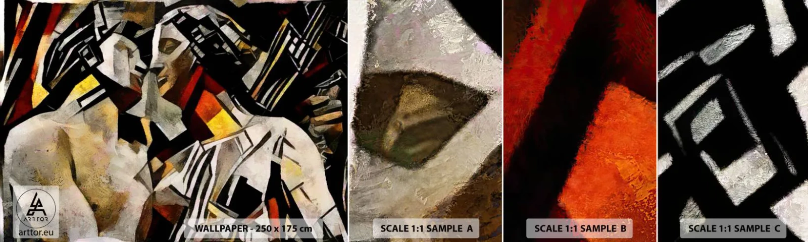 Fototapeta Próbka Standard Eco - Posągowy pocałunek - Zakochana Para, Kubizm, Pocałunek - 100x30 cm