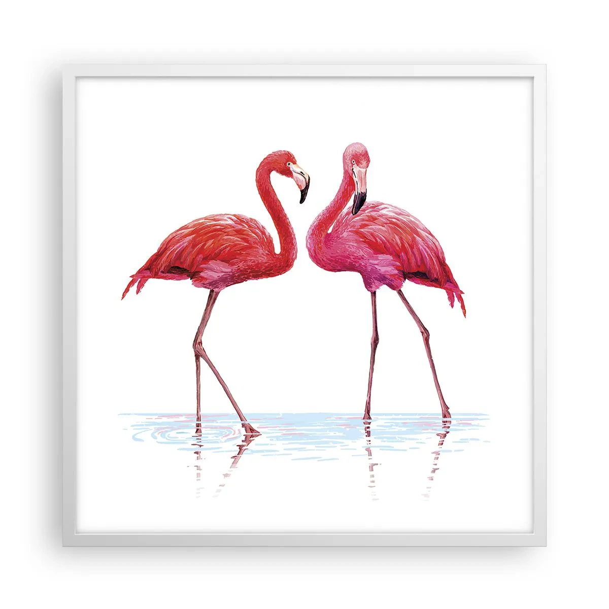 Plakat w białej ramie - Różowe randez-vous - 60x60 cm