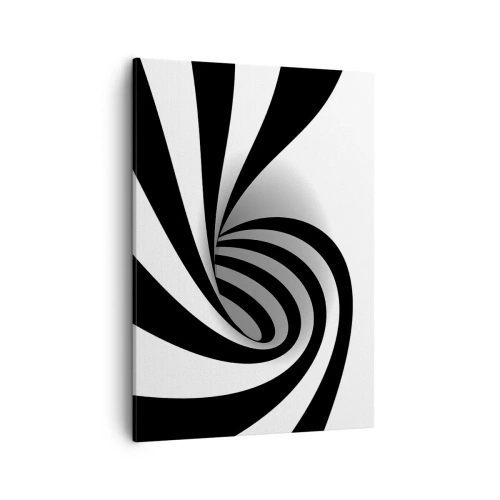 Obraz na płótnie - Hipnotyzujący czarno-biały wir - 50x70cm - A jednak się kręci - Nowoczesna dekoracja ścienna do salonu, kuchni i sypialni ARTTOR
