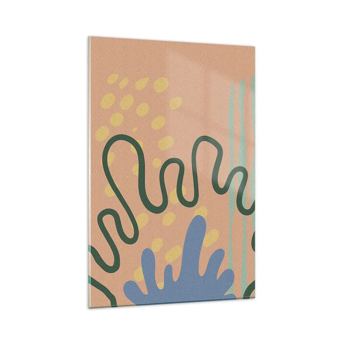 Obraz na szkle - Kolorowa abstrakcyjna kompozycja inspirowana naturą i organicznymi kształtami - 80x120cm - Abstrakcja: różnorodność natury - Nowoczesna dekoracja ścienna do salonu i sypialni ARTTOR