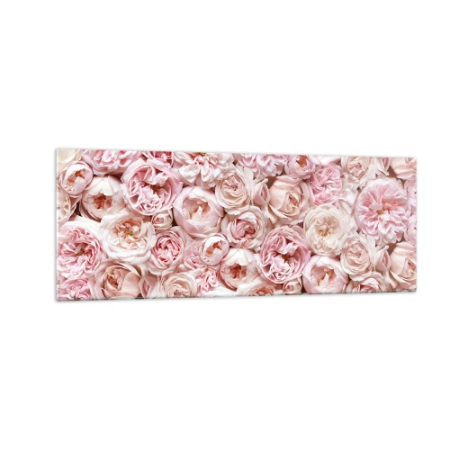 Obraz na szkle - Delikatne róże w odcieniach różu na całej powierzchni - 140x50cm - Usłane różami - Nowoczesna dekoracja ścienna do salonu i sypialni ARTTOR