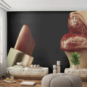 Fototapeta Premium Canvas - Zmysłowość i blask karminu - Ludzie, Kobieta, Makijaż - 150x105 cm