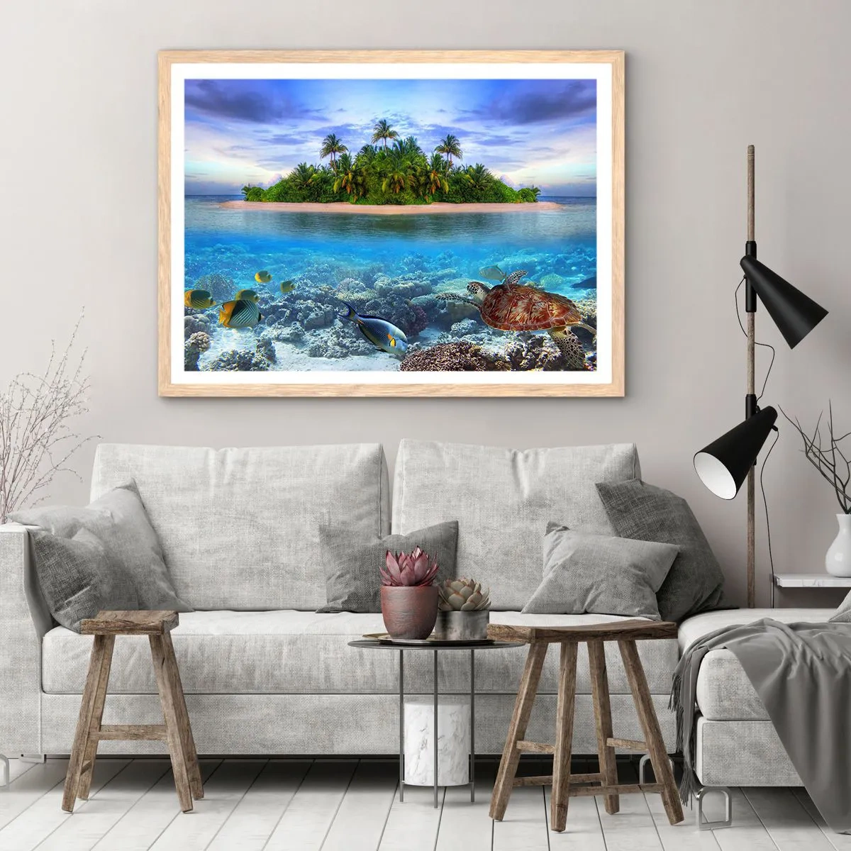 Plakat w ramie jasny dąb - Niebiańska wyspa zaprasza - 91x61 cm