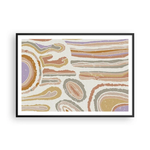 Plakat w czarnej ramie - Kolorowe przekroje abstrakcyjnych kształtów - 100x70cm - Barwne przekroje - Nowoczesna dekoracja ścienna do salonu i sypialni ARTTOR