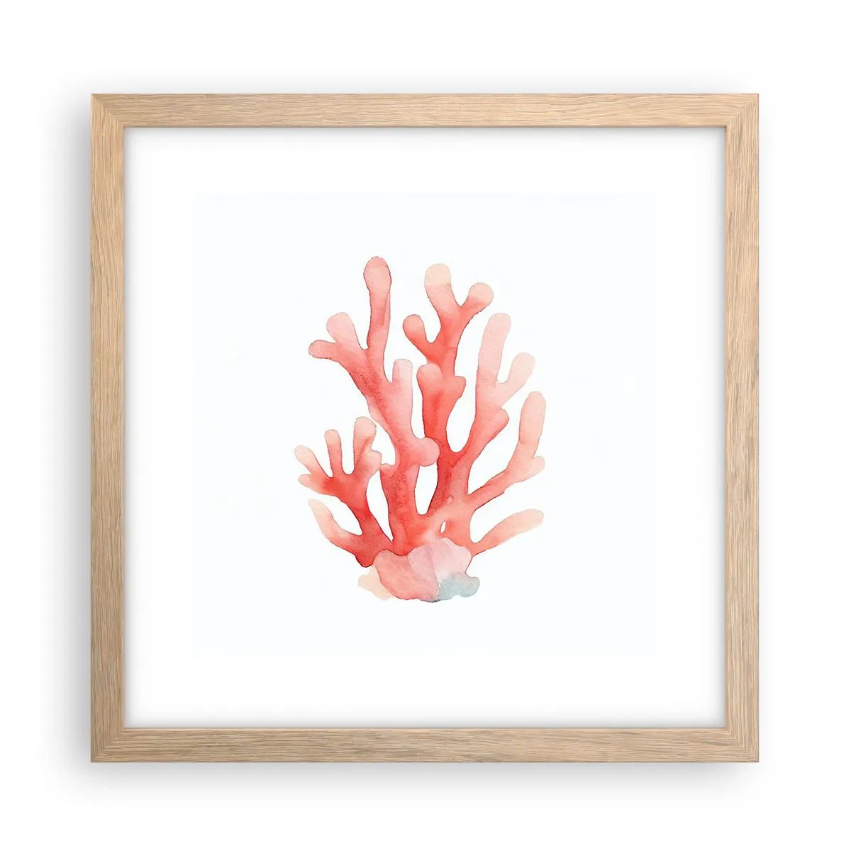 Plakat w ramie jasny dąb - Koral koloru koralowego - 30x30 cm