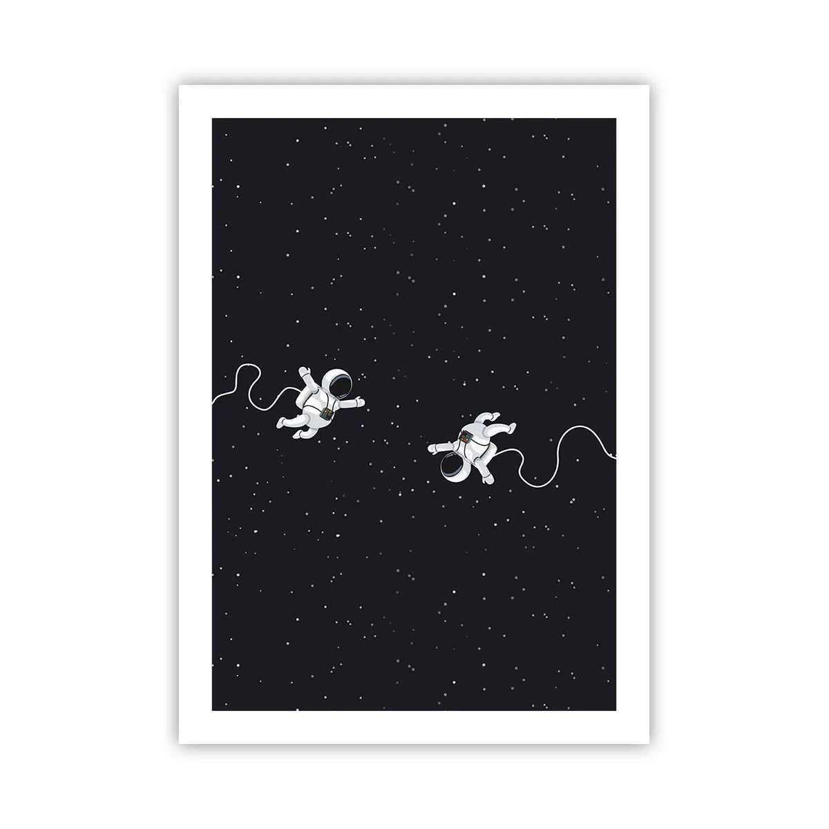 Plakat - Dwóch astronautów unoszących się w przestrzeni kosmicznej - 50x70cm - Kosmiczny pląs - Nowoczesna dekoracja ścienna do salonu, kuchni i sypialni ARTTOR