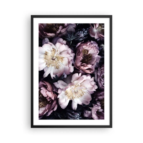 Plakat w czarnej ramie - Delikatne kwiaty piwonii w stonowanych kolorach - 50x70cm - Bukiet w dawnym stylu - Nowoczesna dekoracja ścienna do salonu i sypialni ARTTOR