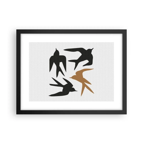 Plakat w czarnej ramie - Jaskółcze zabawy - 40x30 cm