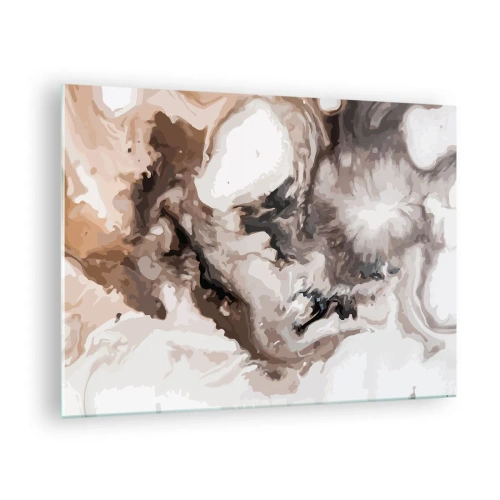 Obraz na szkle - Abstrakcyjny wzór w odcieniach brązu, beżu i bieli - 70x50cm - Narodziny galaktyki - Nowoczesna dekoracja ścienna do salonu i sypialni ARTTOR