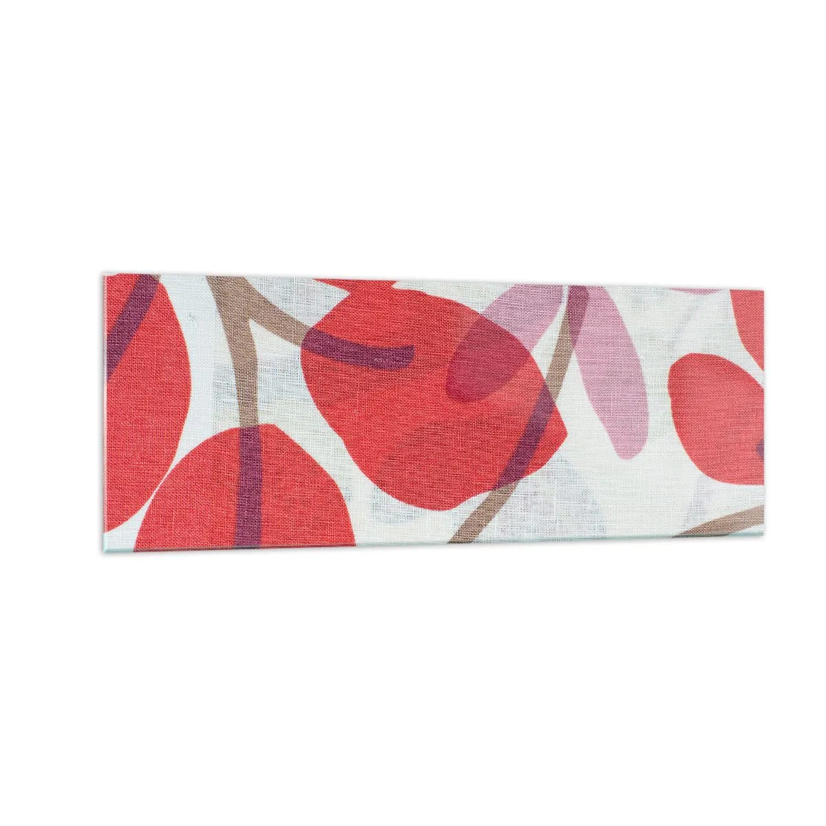 Obraz na szkle - Kwiaty i liście w odcieniach czerwieni i różu - 140x50cm - Kompozycja kwiatowa w różu - Nowoczesna dekoracja ścienna do salonu i sypialni ARTTOR