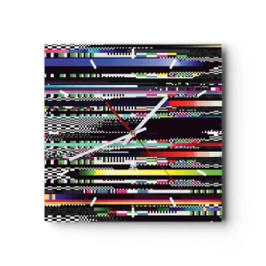 Zegar ścienny - Kolorowe linie i piksele w abstrakcyjnym stylu - 30x30cm - Obraz konrolny rzeczywistości - Nowoczesna dekoracja ścienna do salonu i sypialni ARTTOR