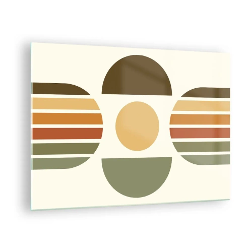 Obraz na szkle - Abstract geometric design with earthy tones and bold shapes - 70x50cm - W kolorach ziemi - Nowoczesna dekoracja ścienna do salonu i sypialni ARTTOR