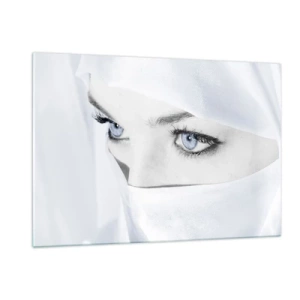 Obraz na szkle - Subtelny portret z wyrazistymi niebieskimi oczami - 120x80cm - Wprost z tysiąca i jednej nocy - Nowoczesna dekoracja ścienna do salonu, kuchni i sypialni ARTTOR