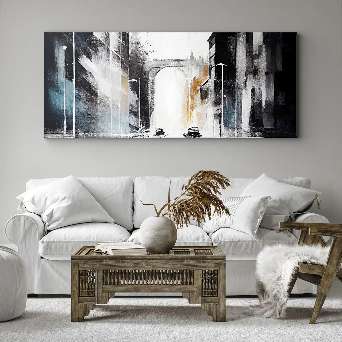 Obraz na płótnie - Studium miasta: architektura i ruch - 100x40 cm