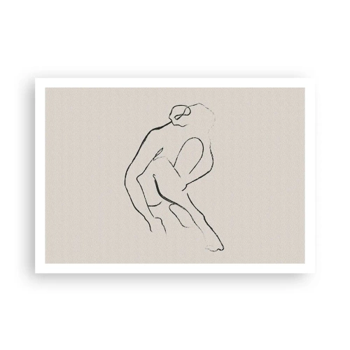 Plakat - Minimalistyczna sylwetka w czerni na jasnym tle - 100x70cm - Szkic intymny - Nowoczesna dekoracja ścienna do salonu i sypialni ARTTOR