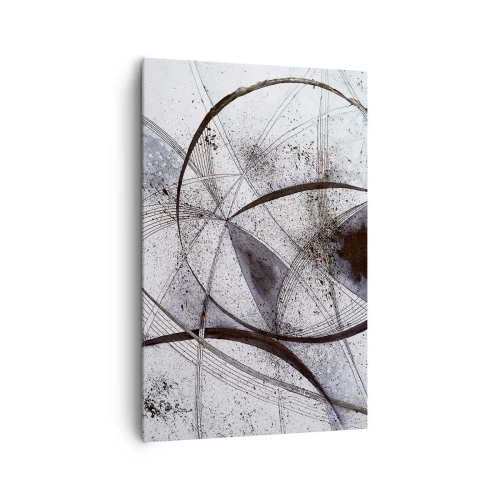 Obraz na płótnie - Abstrakcyjne linie i kształty w odcieniach szarości i czerni - 80x120cm - Futurystyczna fantazja - Nowoczesna dekoracja ścienna do salonu i sypialni ARTTOR