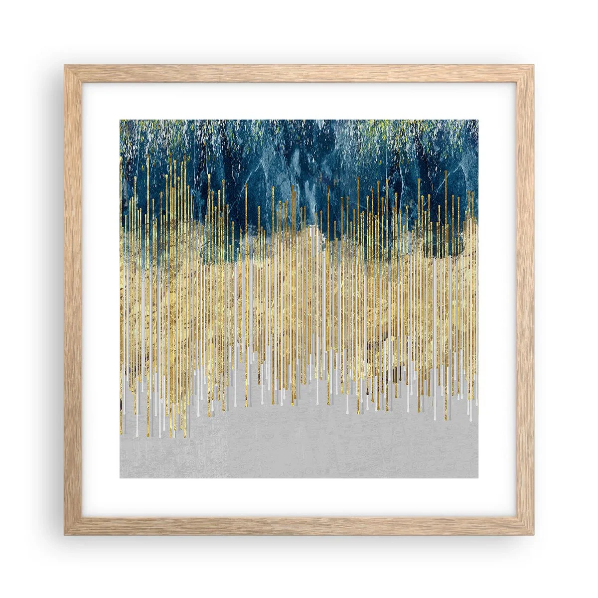 Plakat w ramie jasny dąb - Wyzłocona granica - 40x40 cm
