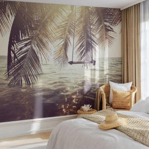 Fototapeta Premium Canvas - Można bujać w obłokach do woli - Krajobraz, Palma Kokosowa, Morze - 250x175 cm