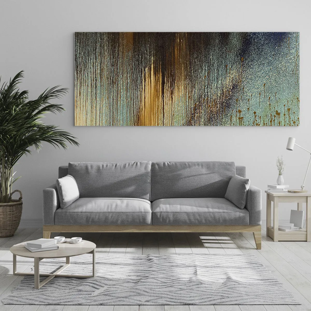Obraz na szkle - Nieprzypadkowa barwna kompozycja - 100x40 cm